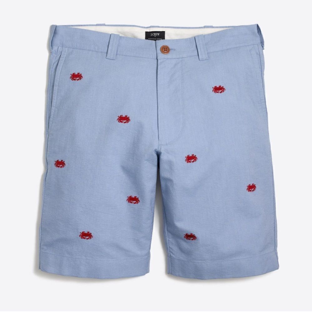 J.Crew mens size 31w Blue Shorts with Crab Design Oxford chino shorts‎